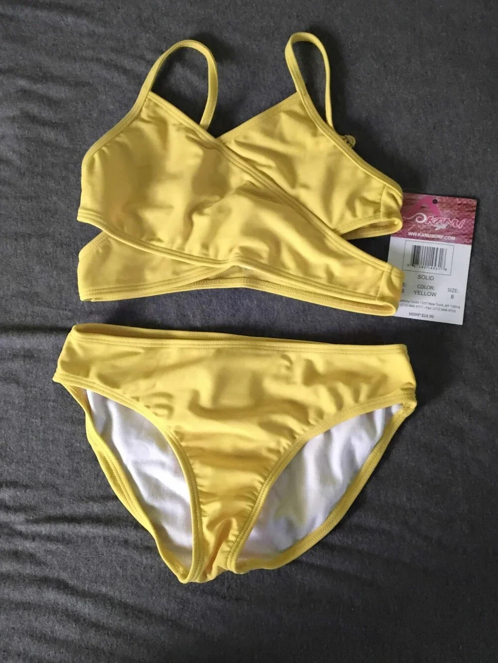 Kanu Surf Girls Size 8 Yellow 2 Piece Swimsuit NWT